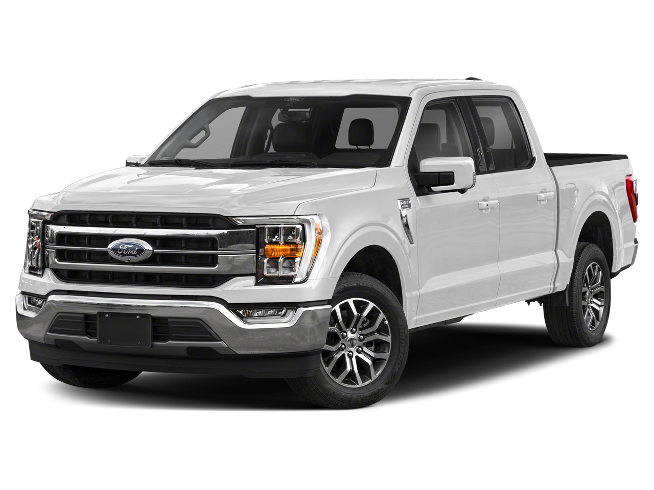 2021 Ford F-150 LARIAT in Star White Metallic Tri-Coat — front three-quarter view