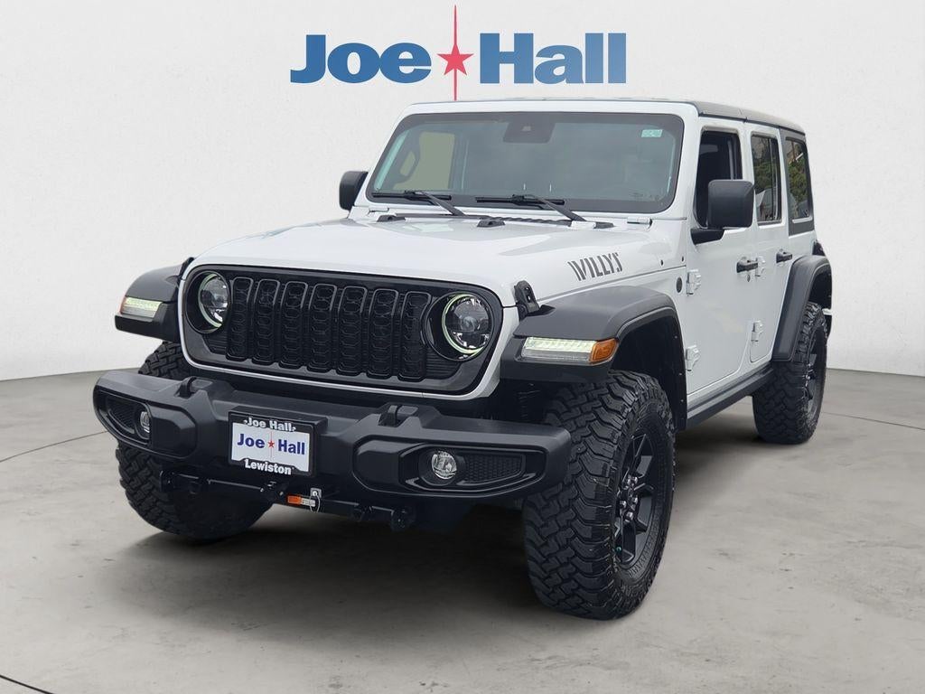 2024 Jeep Wrangler Willys in Bright White Clearcoat — front three-quarter view