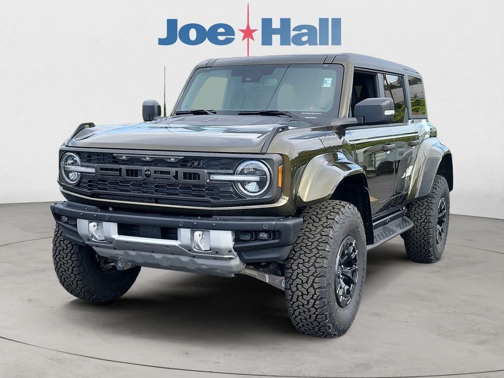 2025 Ford Bronco Raptor in Shelter Green Metallic — front three-quarter view