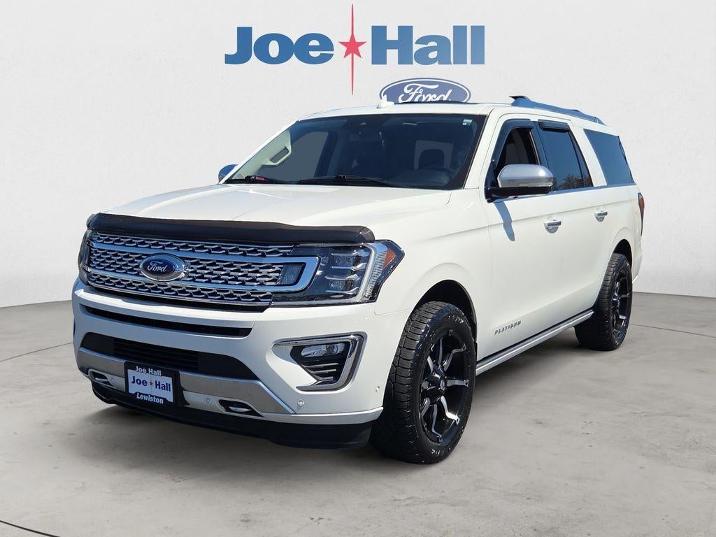 2021 Ford Expedition MAX Platinum in Star White Metallic Tri-Coat — front three-quarter view