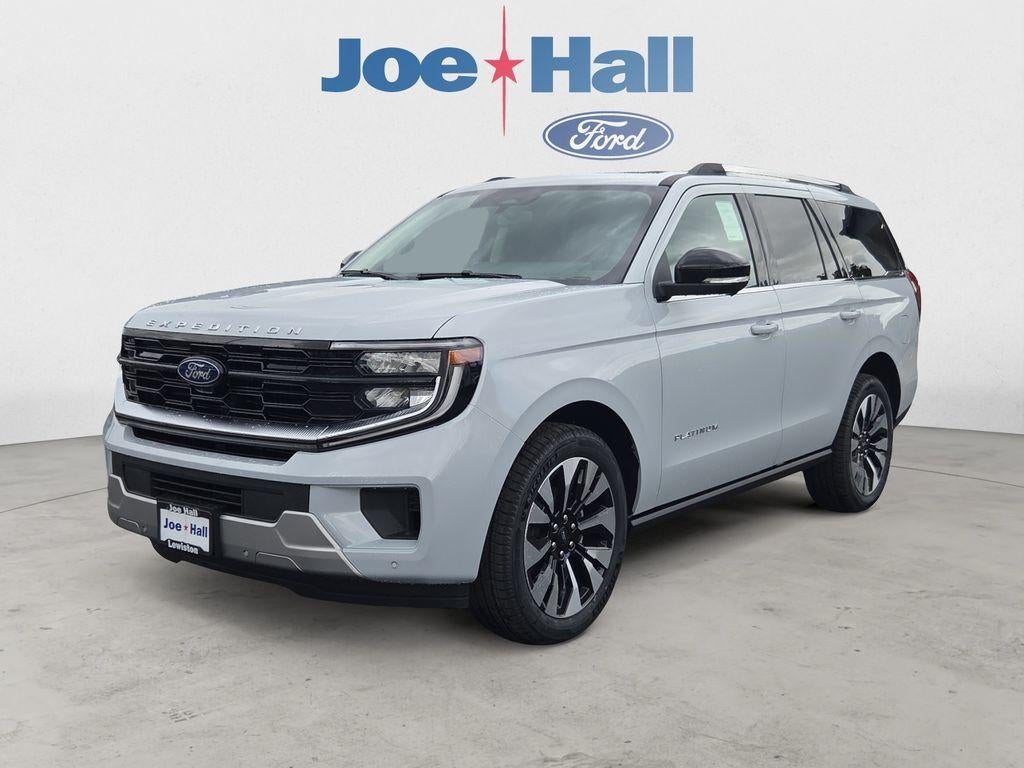 2026 Ford Expedition Platinum in Space Silver Metallic — front three-quarter view