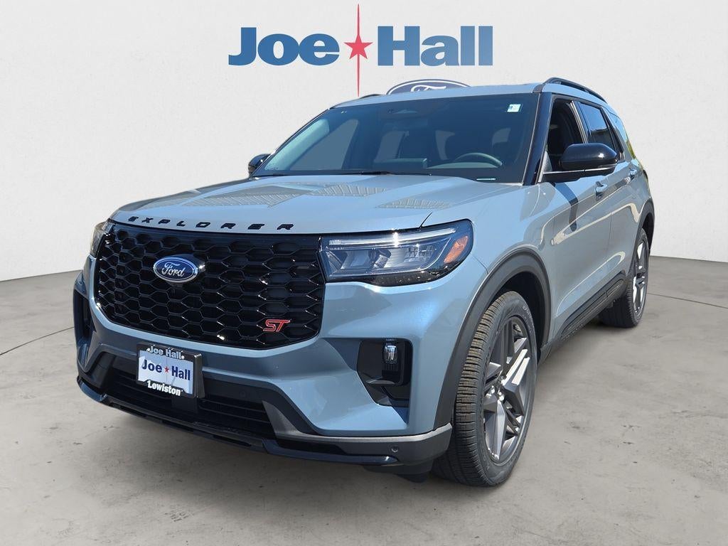 2026 Ford Explorer ST in Vapor Blue Metallic — front three-quarter view