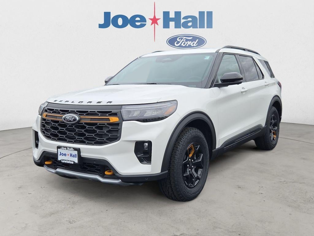 2026 Ford Explorer Tremor in Star White Metallic Tri-Coat — front three-quarter view