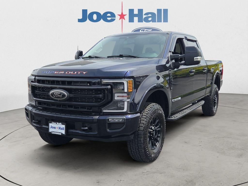 2021 Ford F-350 LARIAT in Antimatter Blue Metallic — front three-quarter view
